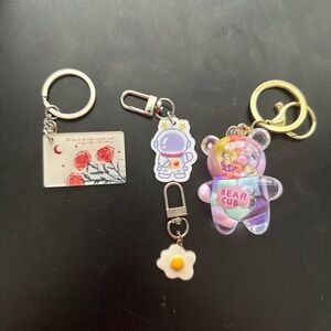Cute Bear and Astronaut Keychain Set